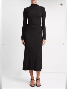 Vince Turtle Neck Ruched Midi Dress